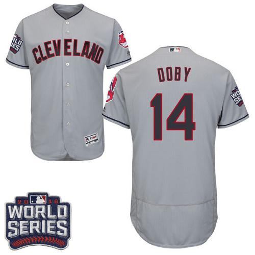 Indians #14 Larry Doby Grey Flexbase Authentic Collection 2016 World Series Bound Stitched MLB Jersey - Click Image to Close